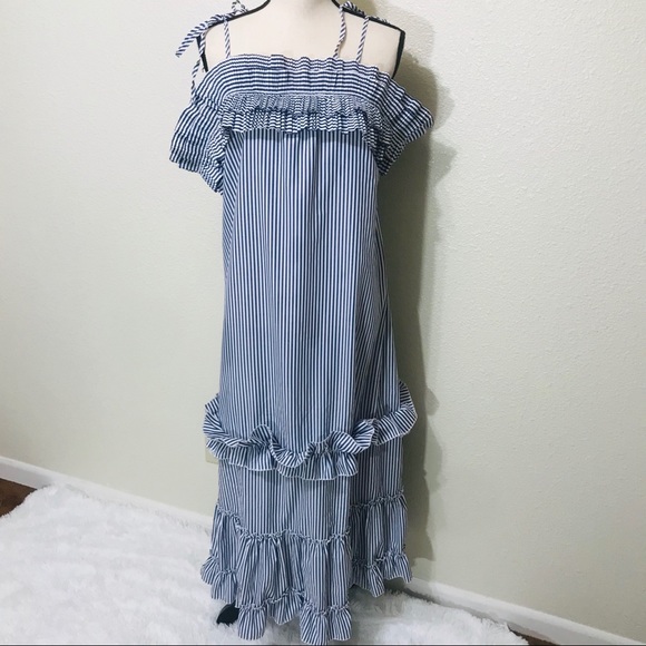 NEW with Tags NWT Lulu’s Stellar Blue and White Striped Midi Dress - Picture 4 of 7